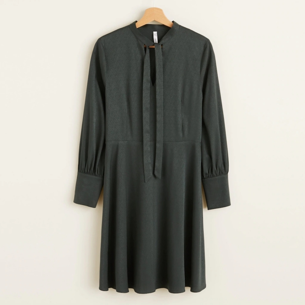 MNG Mango Dark Green US Size 8 Satin Dress